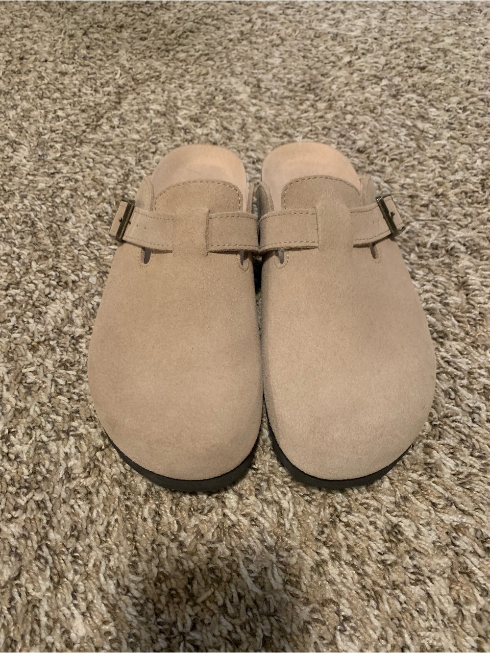 White Mountain Suede Slip-On Clog in Taupe